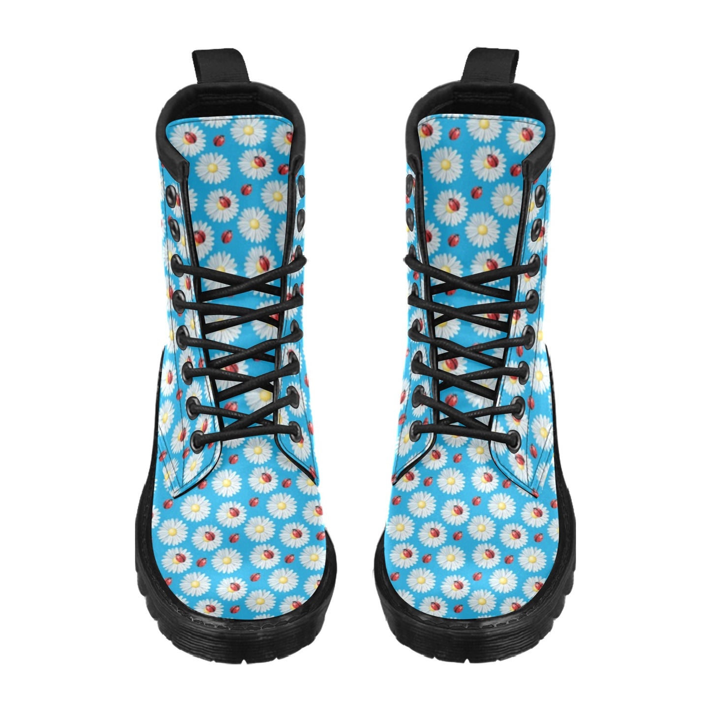 Ladybug with Daisy Themed Print Pattern Women's Boots