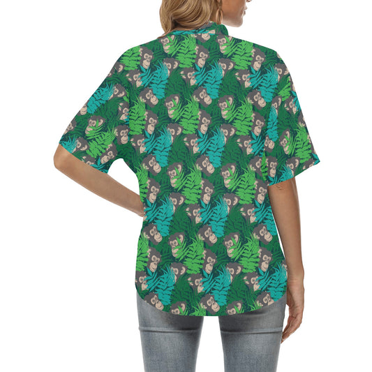 Chimpanzee Pattern Print Design 01 Women's Hawaiian Shirt
