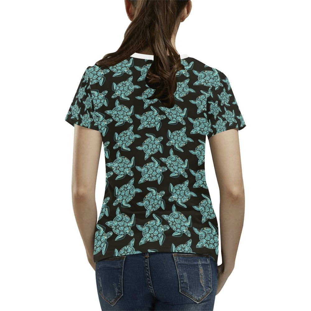Sea Turtle Print Design LKS302 Women's T-shirt