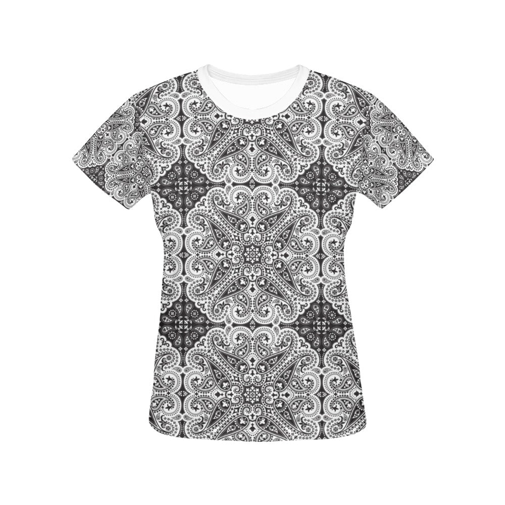 Bandana Print Design LKS309 Women's  T-shirt