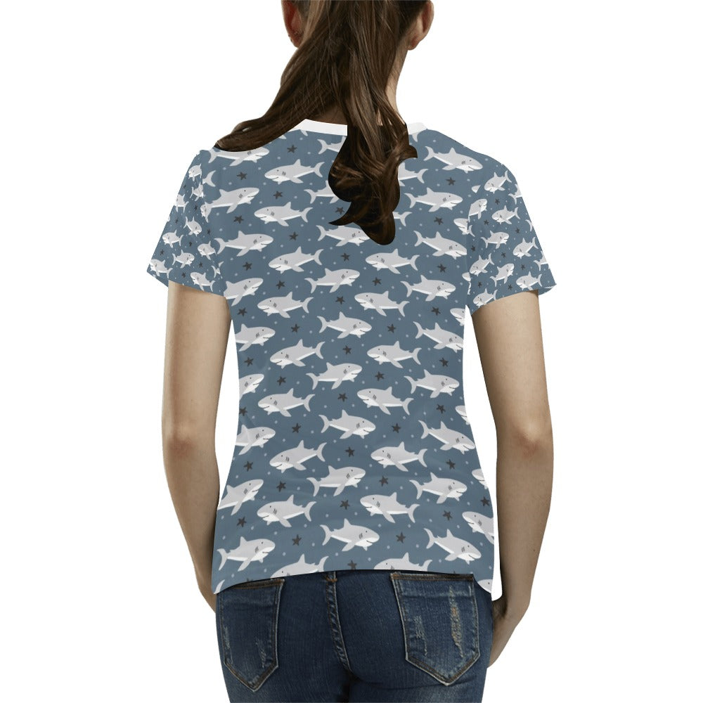 Shark Print Design LKS305 Women's T-shirt