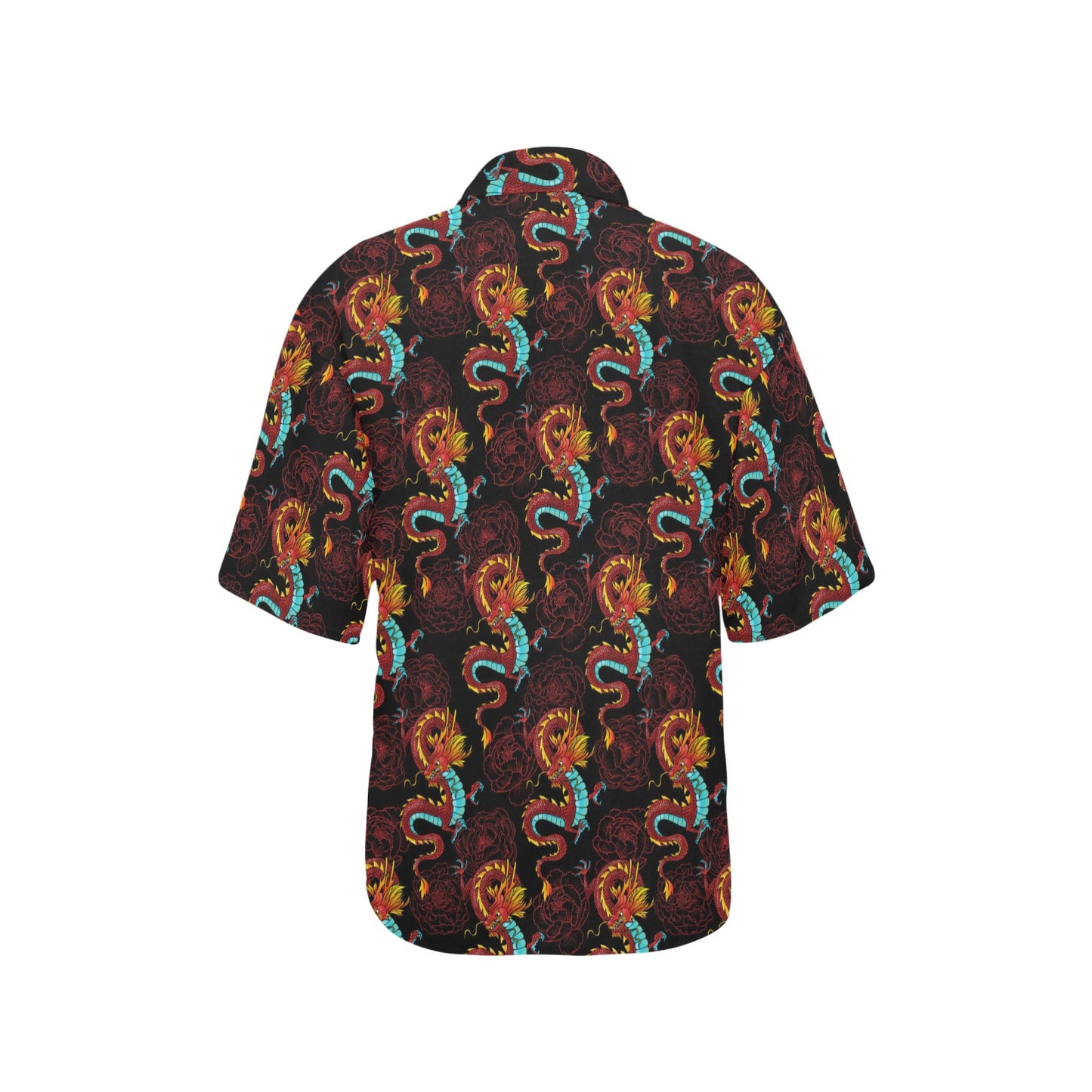 Chinese Dragons and Peonies Design Women's Hawaiian Shirt