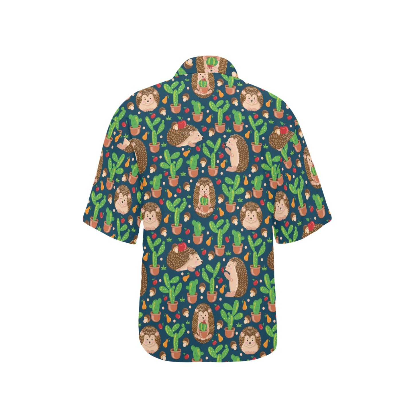 Hedgehog Cactus Pattern Print Design 04 Women's Hawaiian Shirt