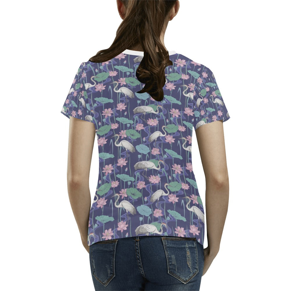 Water Lily Print Design LKS306 Women's T-shirt
