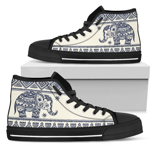 Baby Elephant Aztec Women High Top Canvas Shoes
