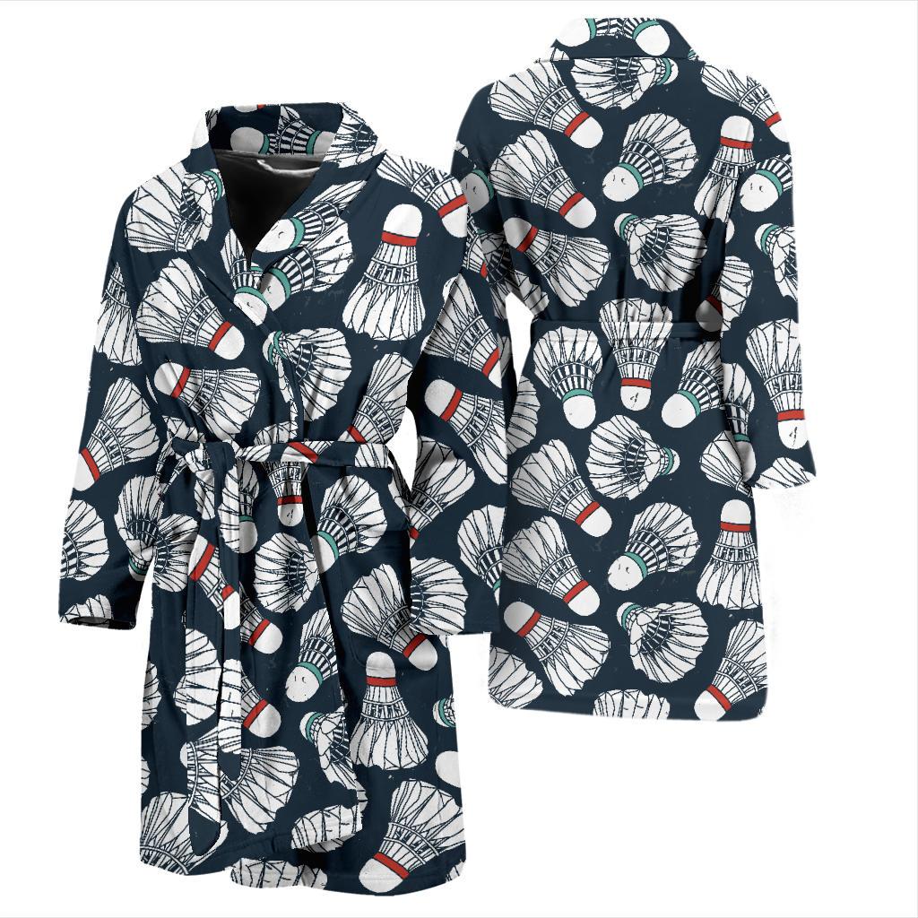 Badminton Ball Pattern Print Design 01 Men Bathrobe-JORJUNE.COM