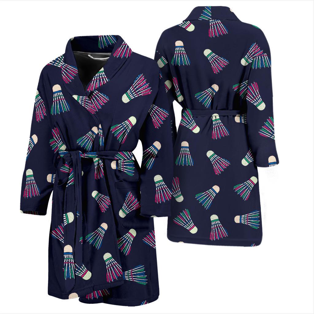 Badminton Ball Pattern Print Design 02 Men Bathrobe-JORJUNE.COM