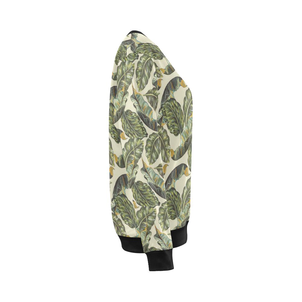 Banana Leaf Pattern Print Design BL08 Women Long Sleeve Sweatshirt-JorJune