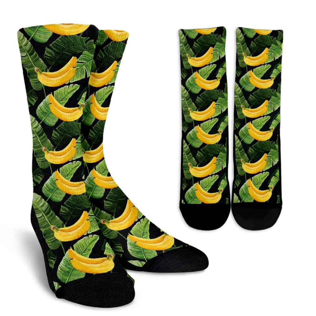 Banana Pattern Print Design BA01 Crew Socks-JORJUNE.COM