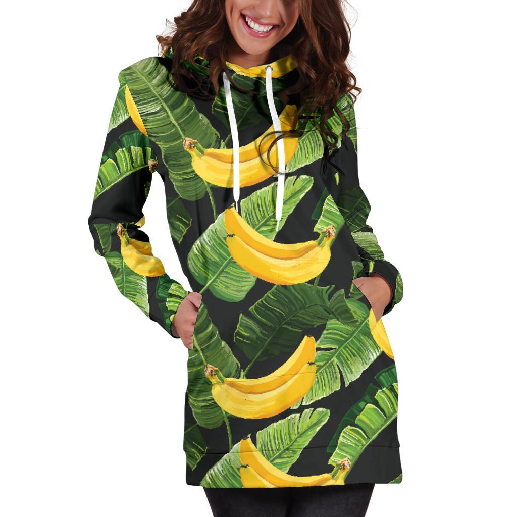 Banana Pattern Print Design BA01 Women Hoodie Dress