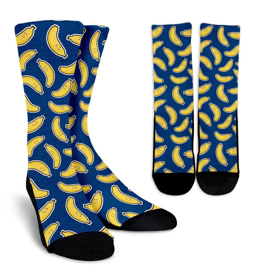 Banana Pattern Print Design BA03 Crew Socks-JORJUNE.COM