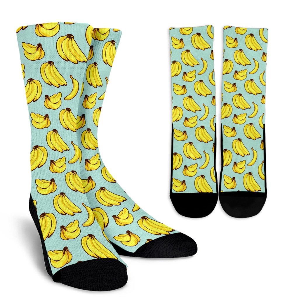 Banana Pattern Print Design BA04 Crew Socks-JORJUNE.COM