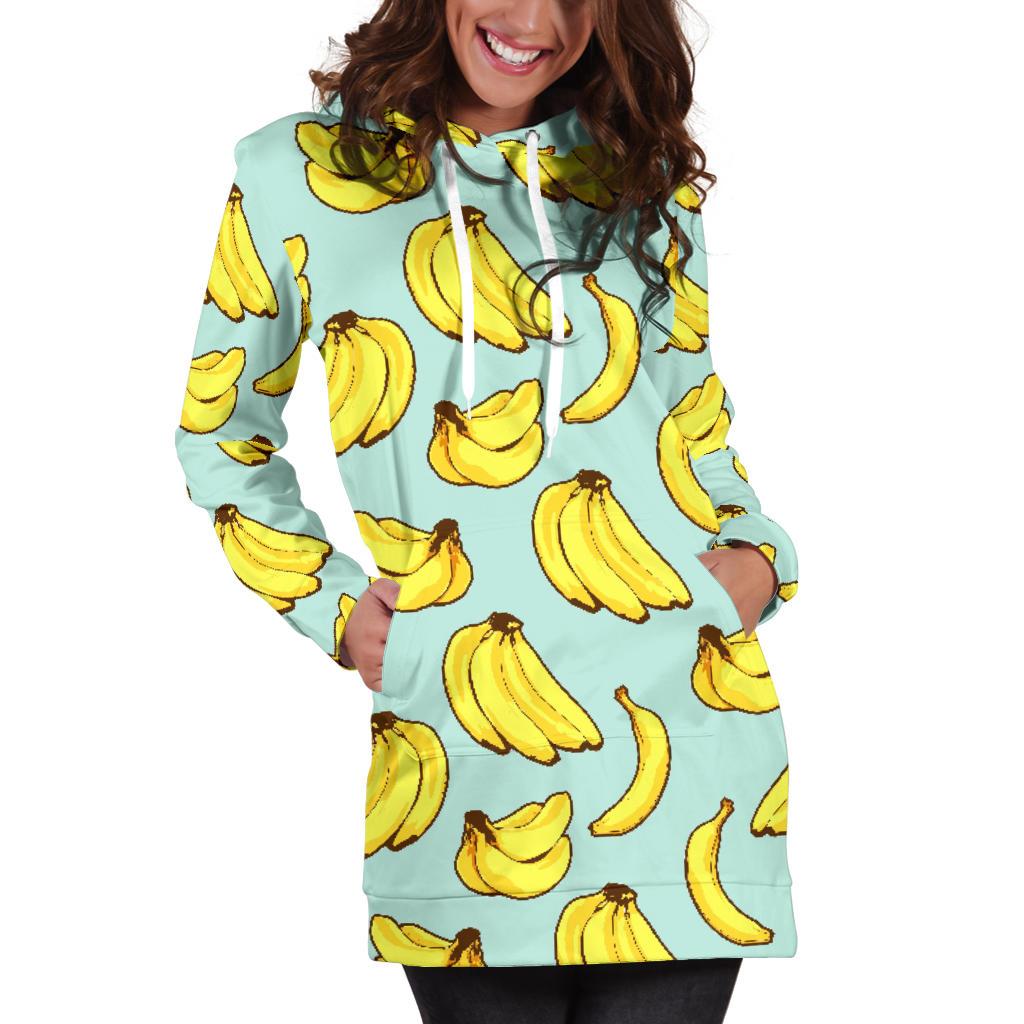 Banana Pattern Print Design BA04 Women Hoodie Dress