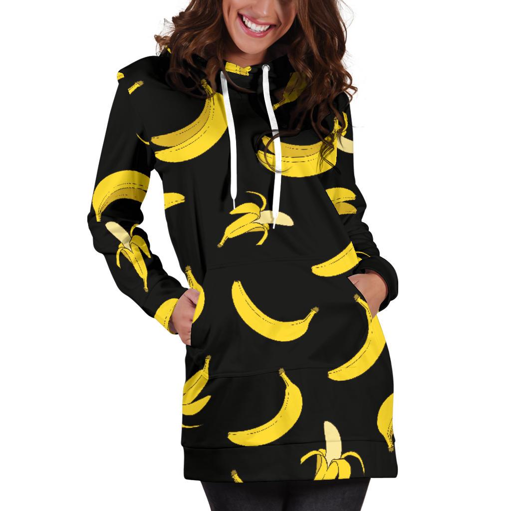 Banana Pattern Print Design BA05 Women Hoodie Dress