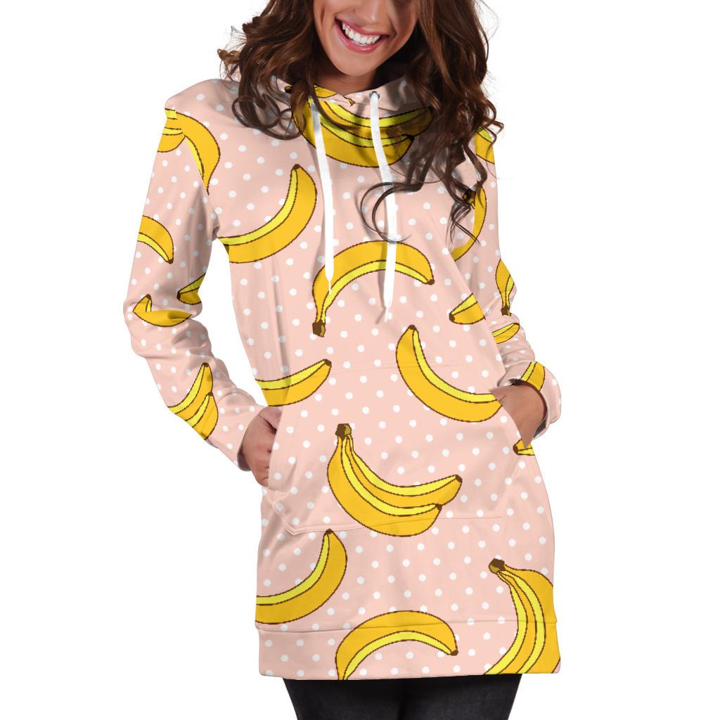 Banana Pattern Print Design BA06 Women Hoodie Dress