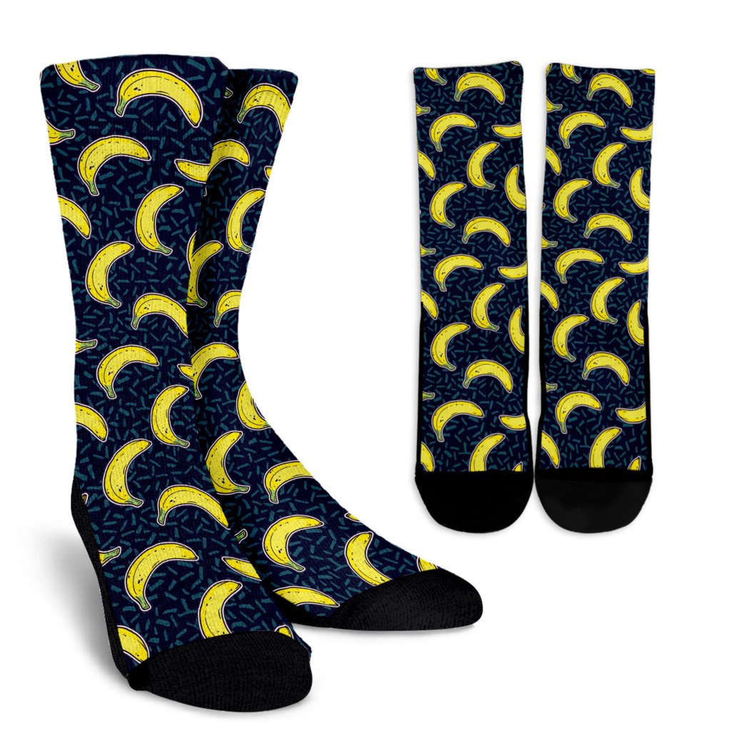 Banana Pattern Print Design BA09 Crew Socks-JORJUNE.COM
