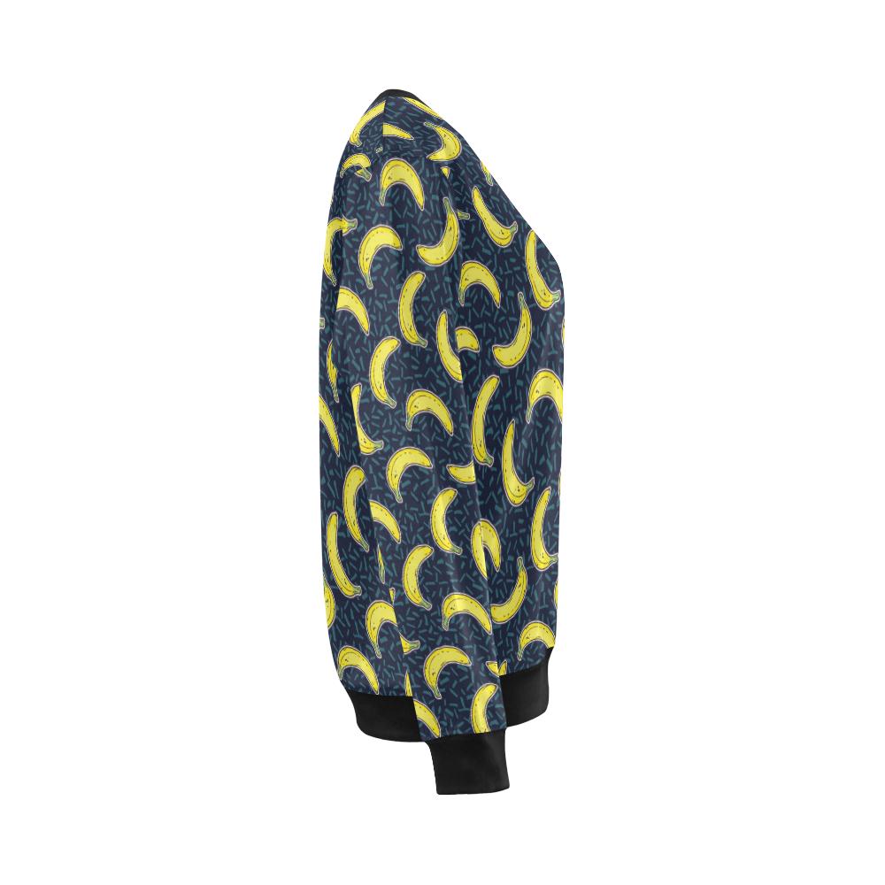 Banana Pattern Print Design BA09 Women Long Sleeve Sweatshirt-JorJune