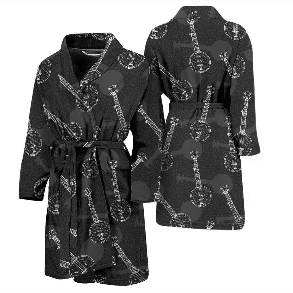 Banjo Pattern Print Design 03 Men Bathrobe-JORJUNE.COM