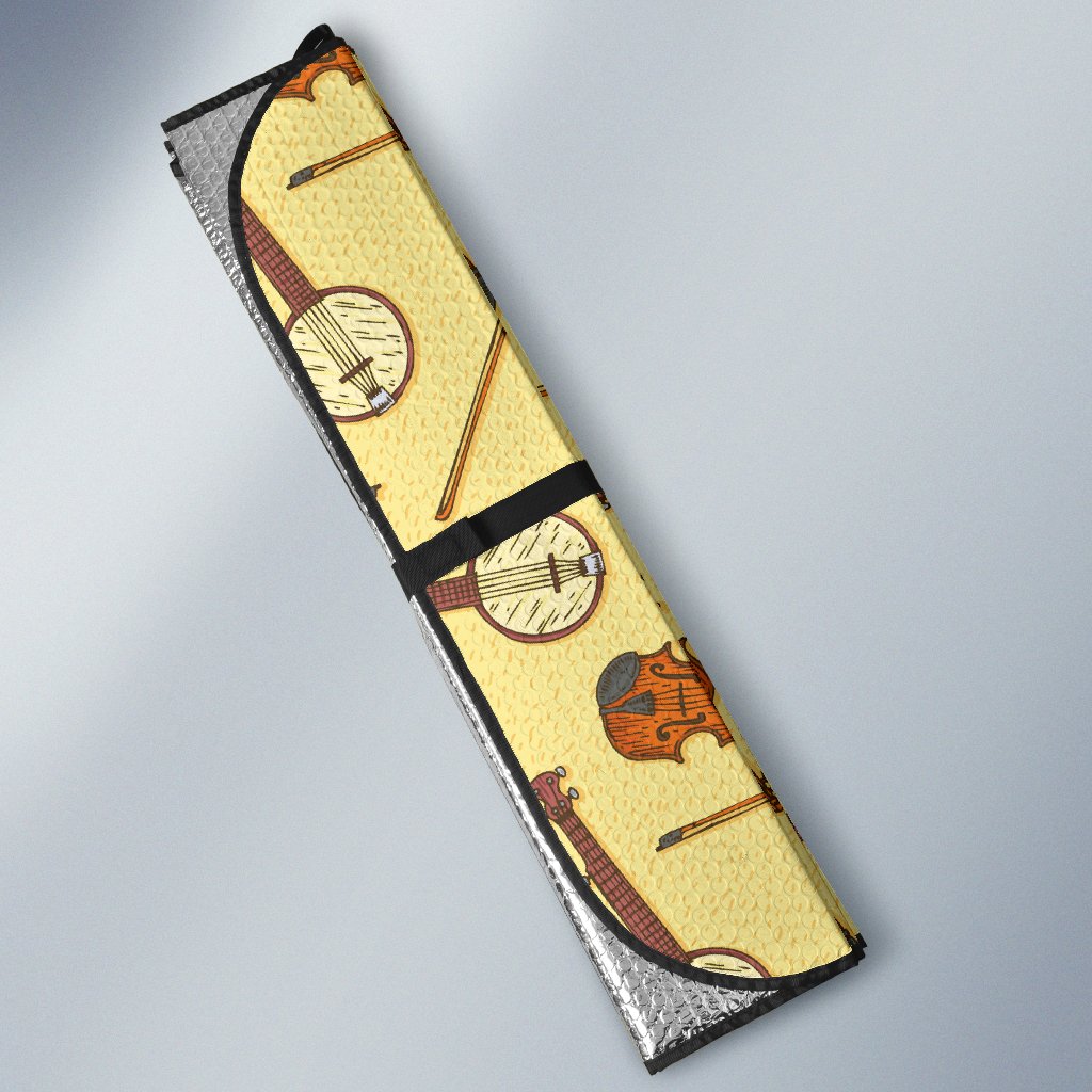 Banjo Violin Pattern Print Design 01 Car Sun Shade-JORJUNE.COM