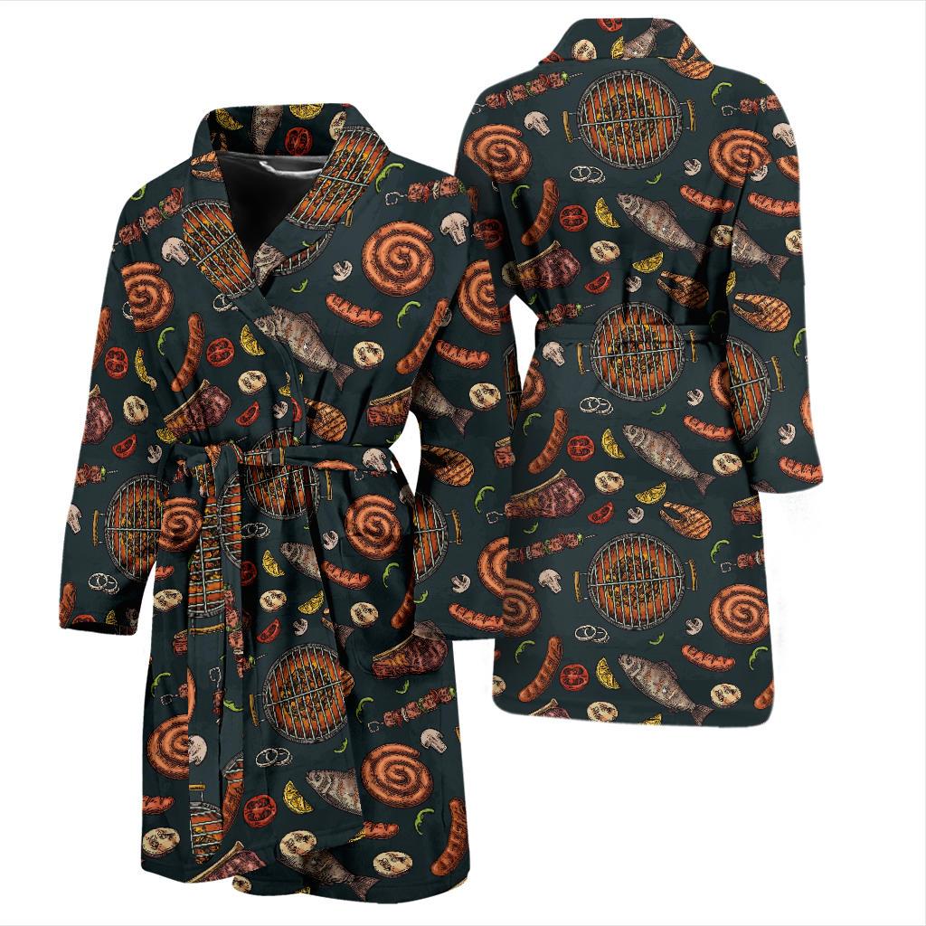Barbecue Pattern Print Design 02 Men Bathrobe-JORJUNE.COM