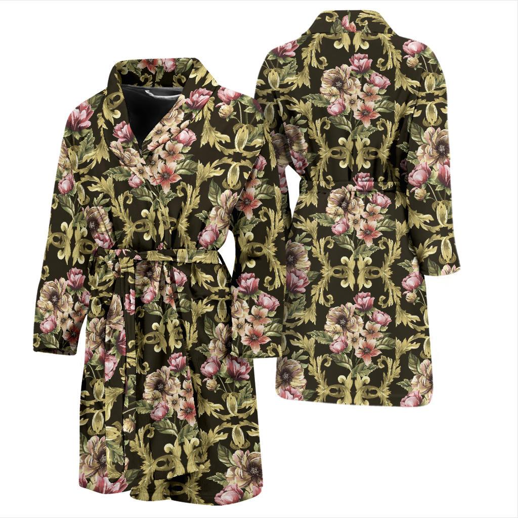 Baroque Pattern Print Design 02 Men Bathrobe-JORJUNE.COM