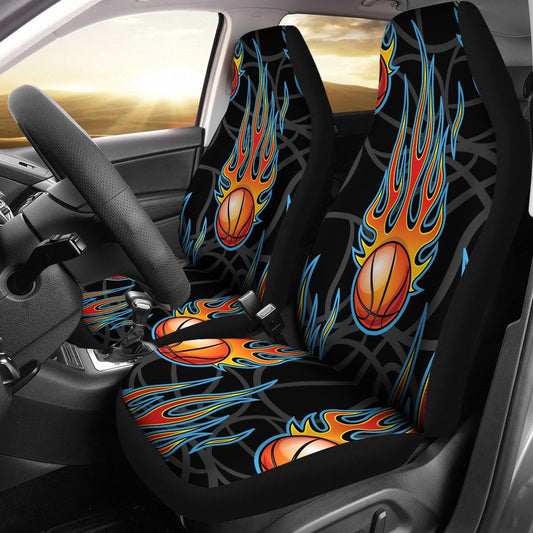 Basketball Fire Print Pattern Universal Fit Car Seat Covers