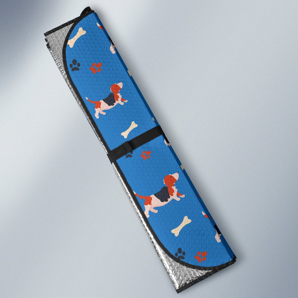 Basset Hound Pattern Print Design 02 Car Sun Shade-JORJUNE.COM