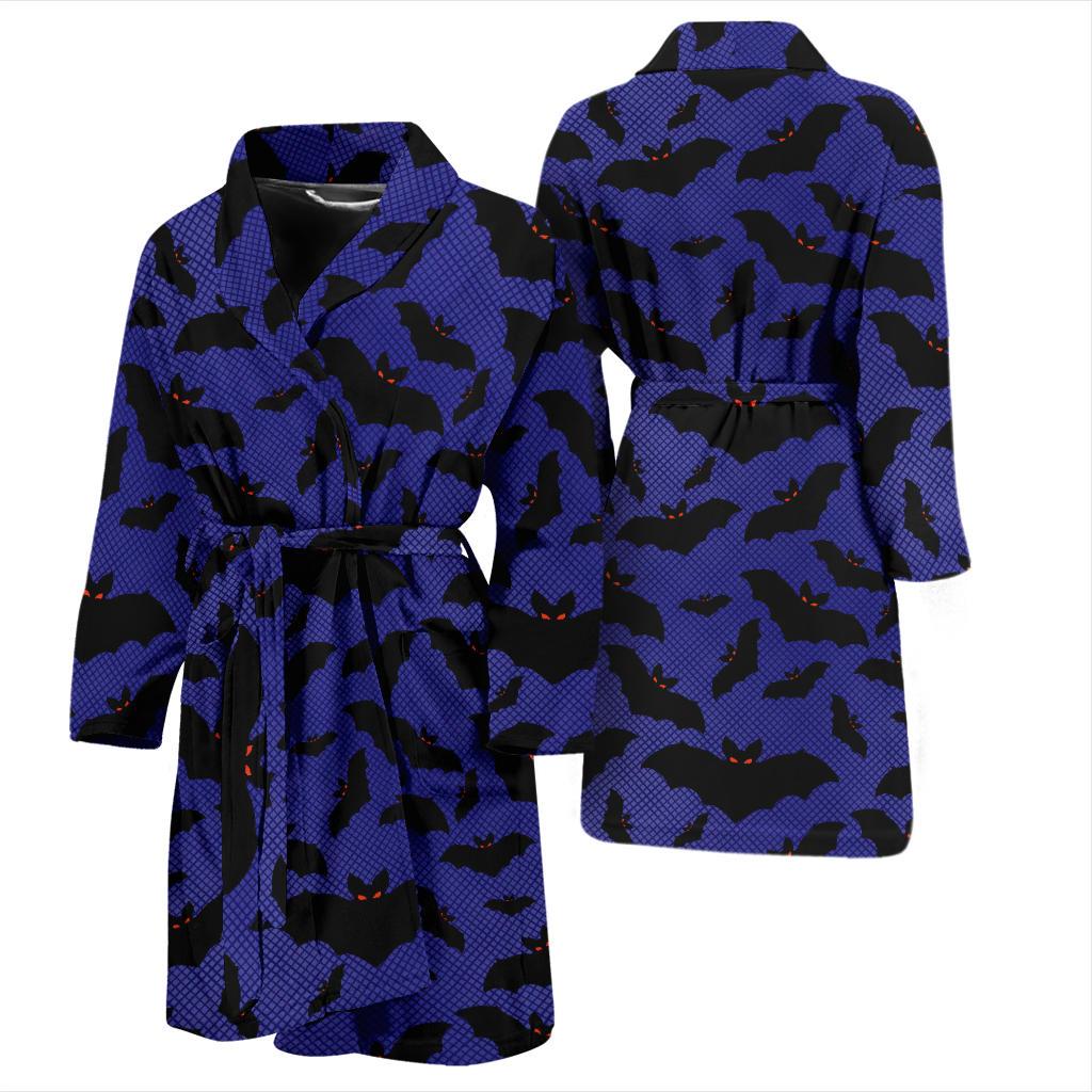 Bat Halloween Pattern Print Design 02 Men Bathrobe-JORJUNE.COM