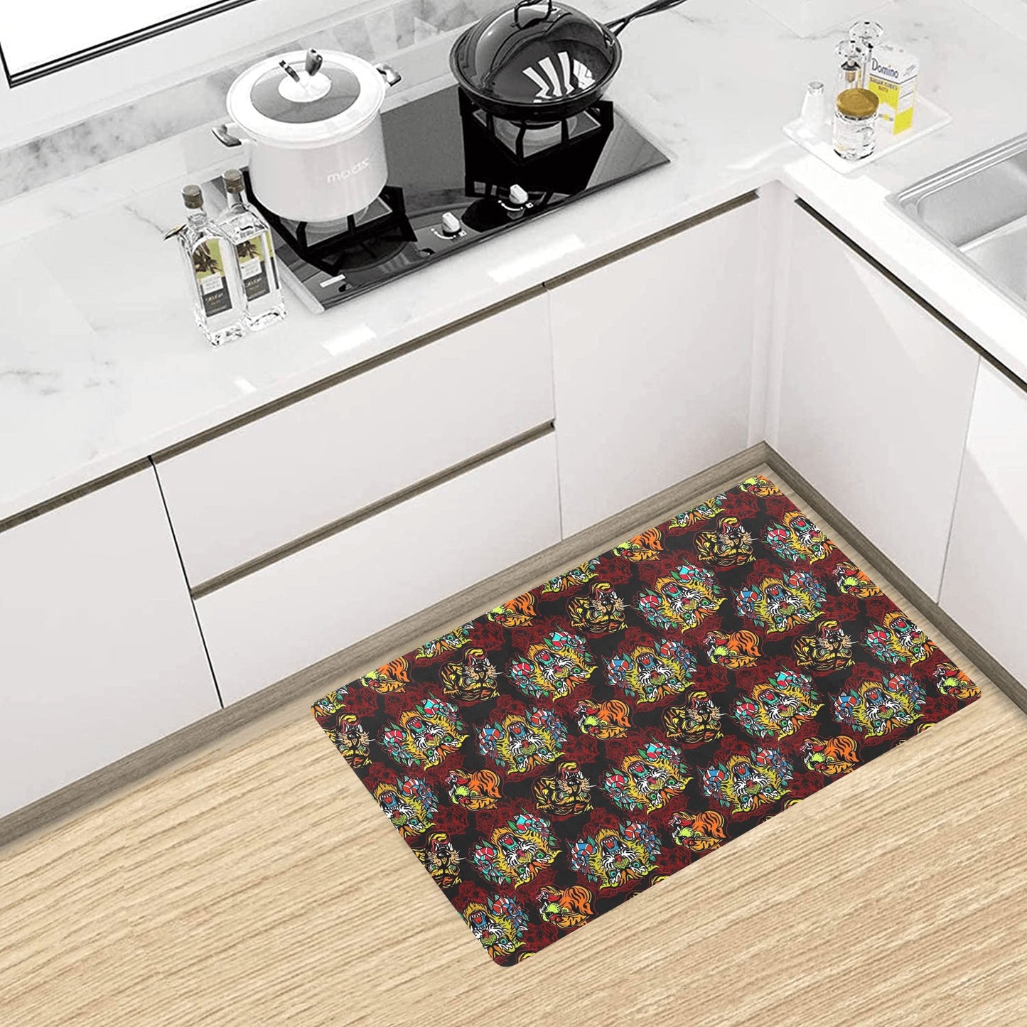 Tattoo Tiger Colorful Design Kitchen Mat