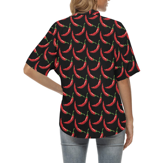 Chilli Pepper Pattern Print Design 01 Women's Hawaiian Shirt