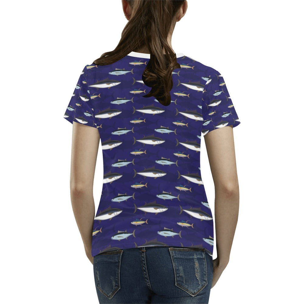 Tuna Fish Print Design LKS304 Women's T-shirt
