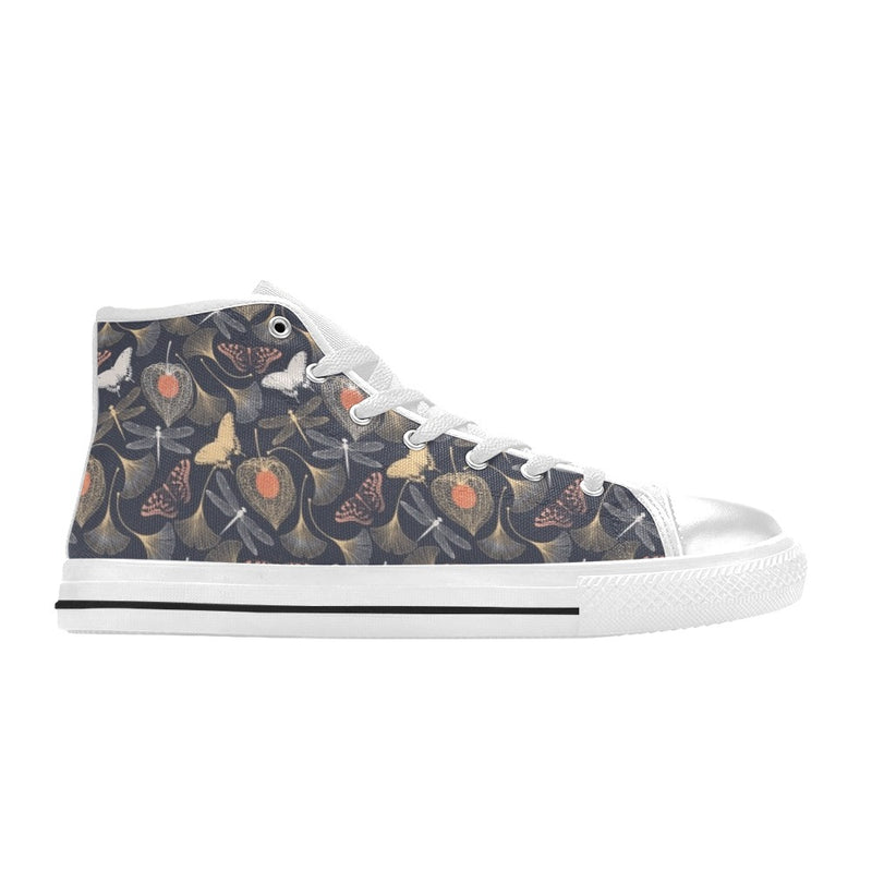 Dragonfly Print Design LKS404 High Top Women's White Shoes
