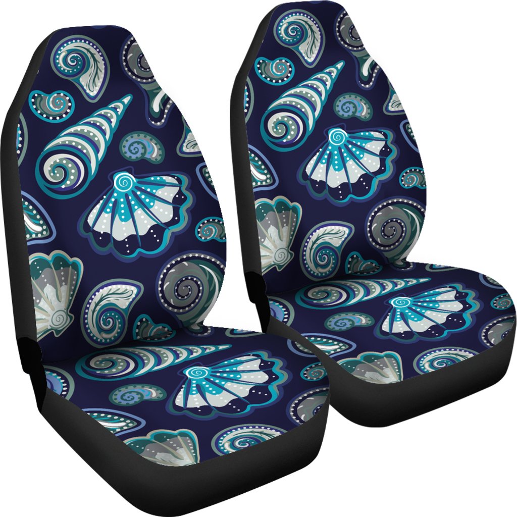 Beach Seashell Blue Print Universal Fit Car Seat Covers