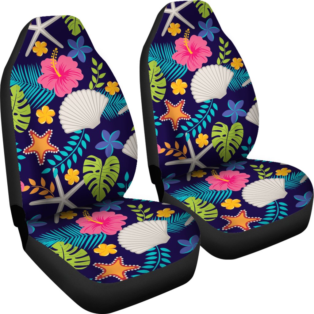 Beach Seashell Floral Theme Universal Fit Car Seat Covers
