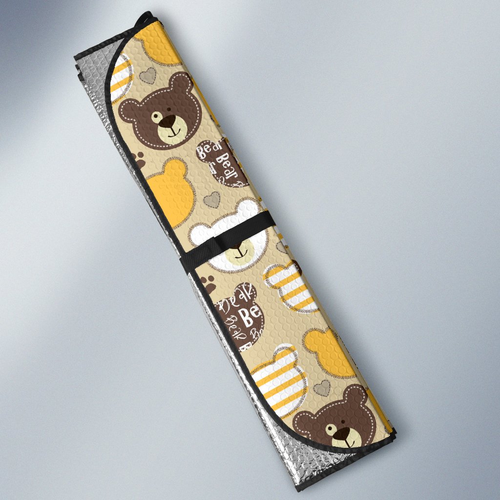 Bear PatchworkPattern Print Design 01 Car Sun Shade-JORJUNE.COM
