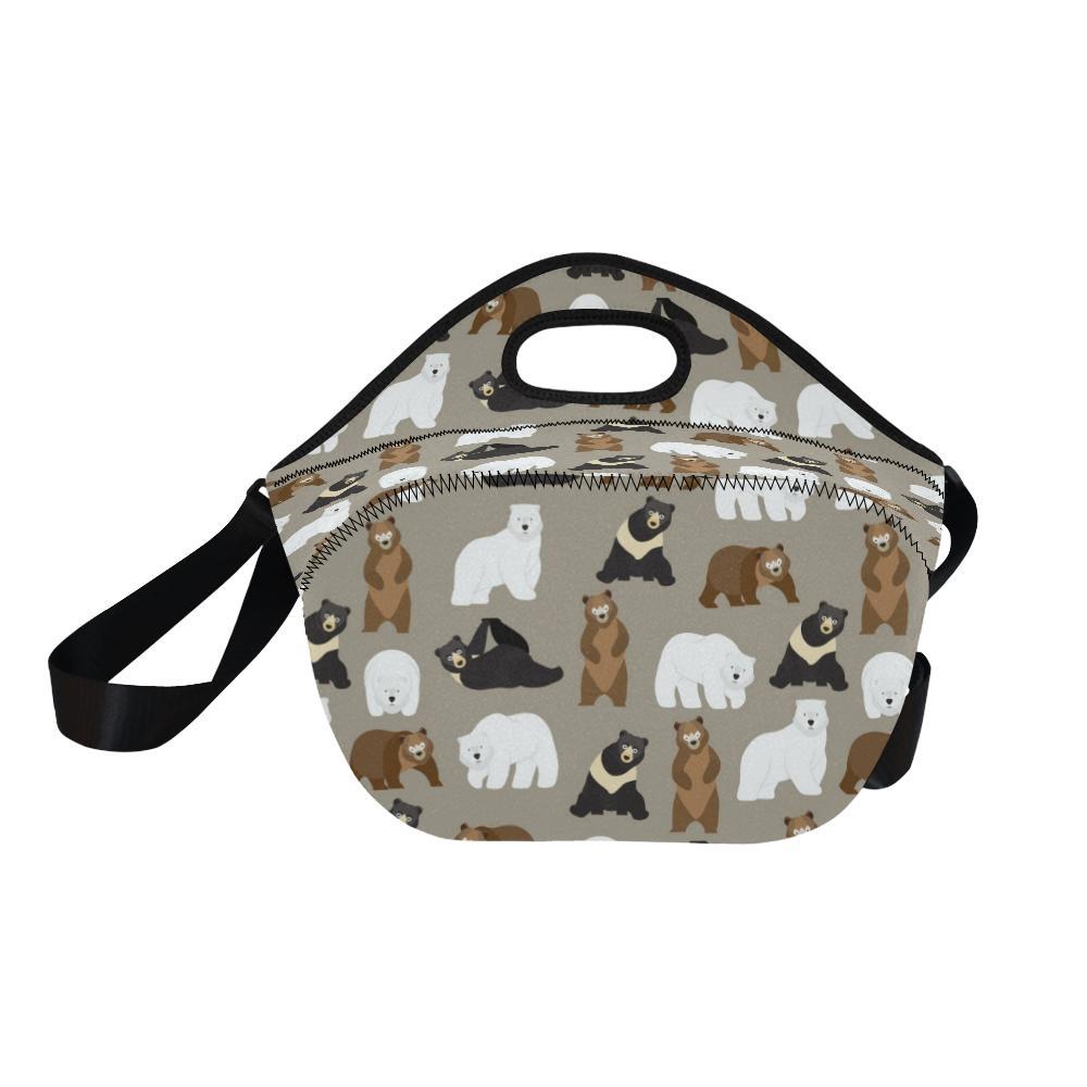 Bear Pattern Print Design BE03 Neoprene Lunch Bag-JorJune