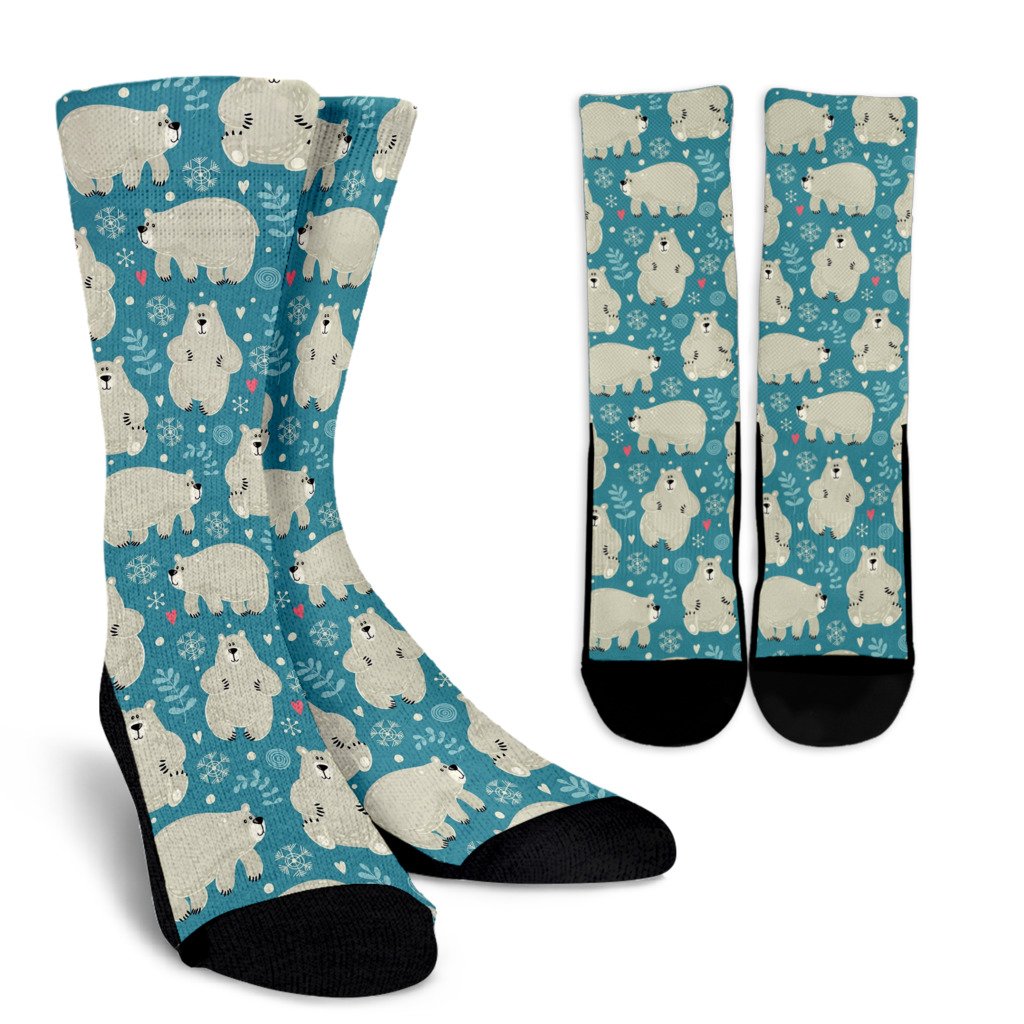 Bear Pattern Print Design BE04 Crew Socks-JORJUNE.COM