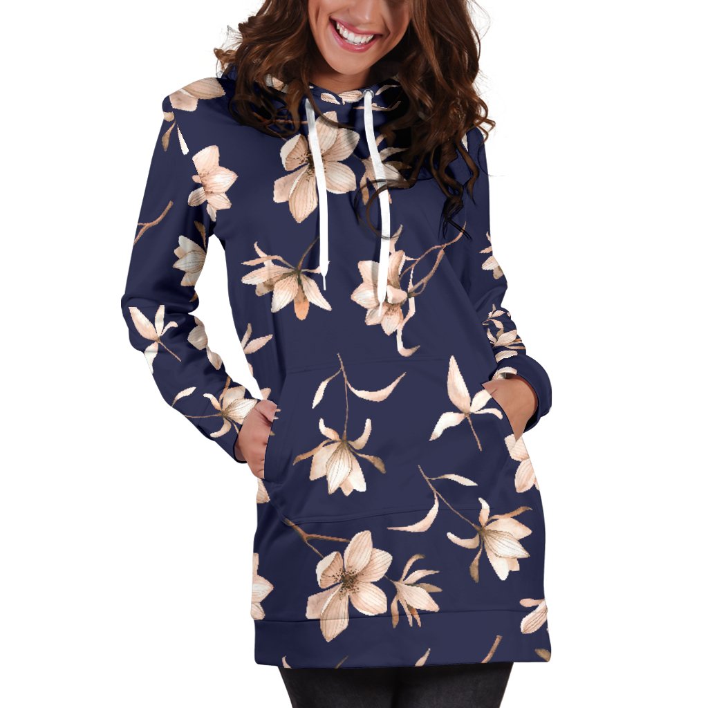 Beautiful Floral Pattern Women Hoodie Dress