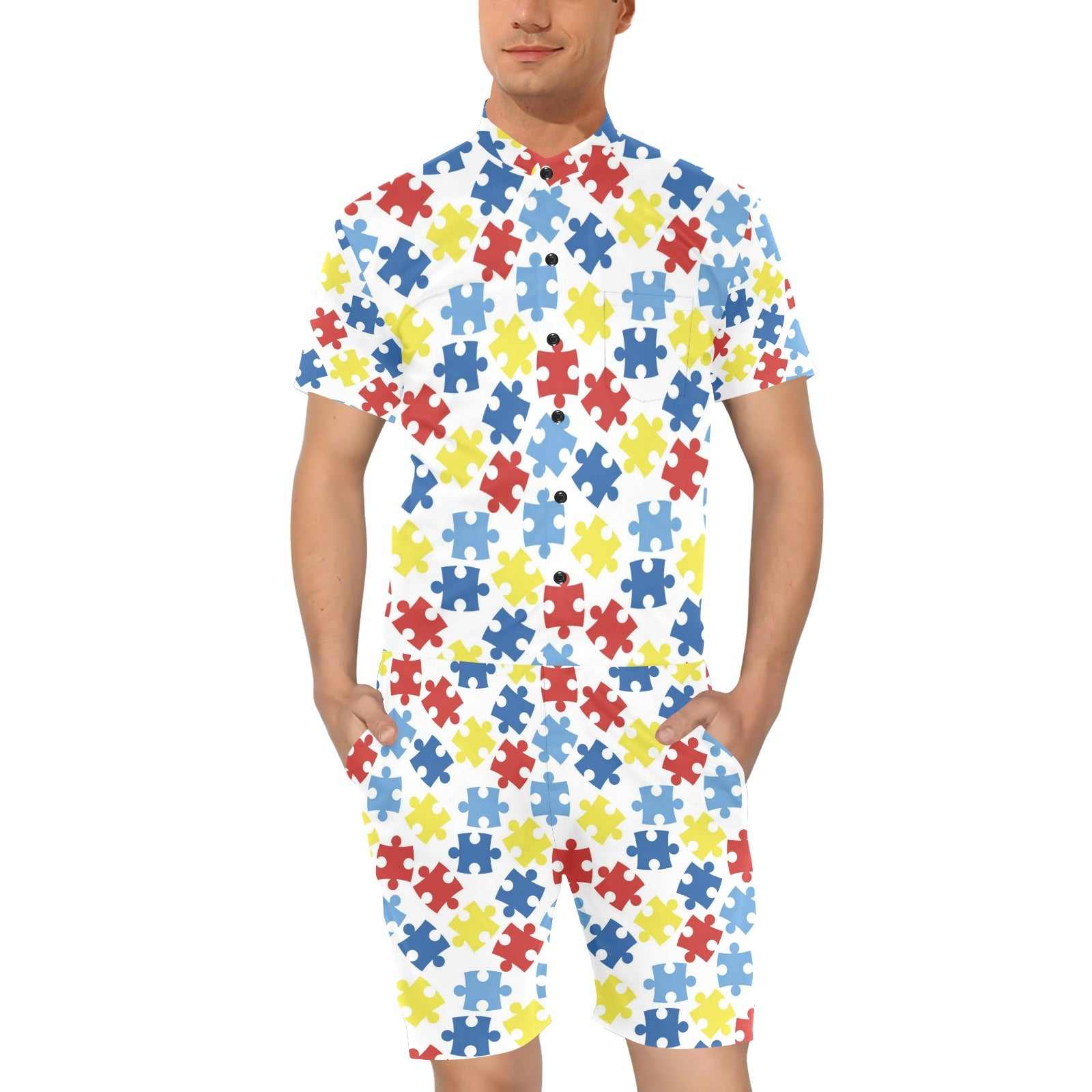 Autism Awareness Pattern Print Design 04 Men's Romper