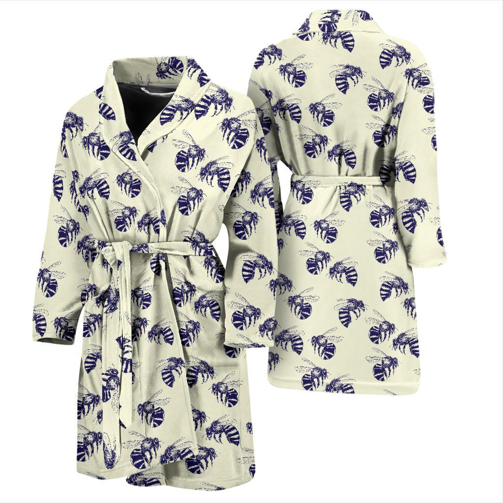 Bee Pattern Print Design 02 Men Bathrobe-JORJUNE.COM