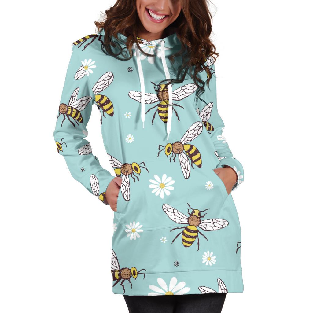 Bee Pattern Print Design BEE010 Women Hoodie Dress