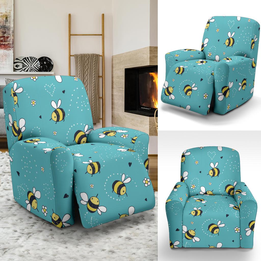 Bee Pattern Print Design BEE02 Recliner Slipcover-JORJUNE.COM
