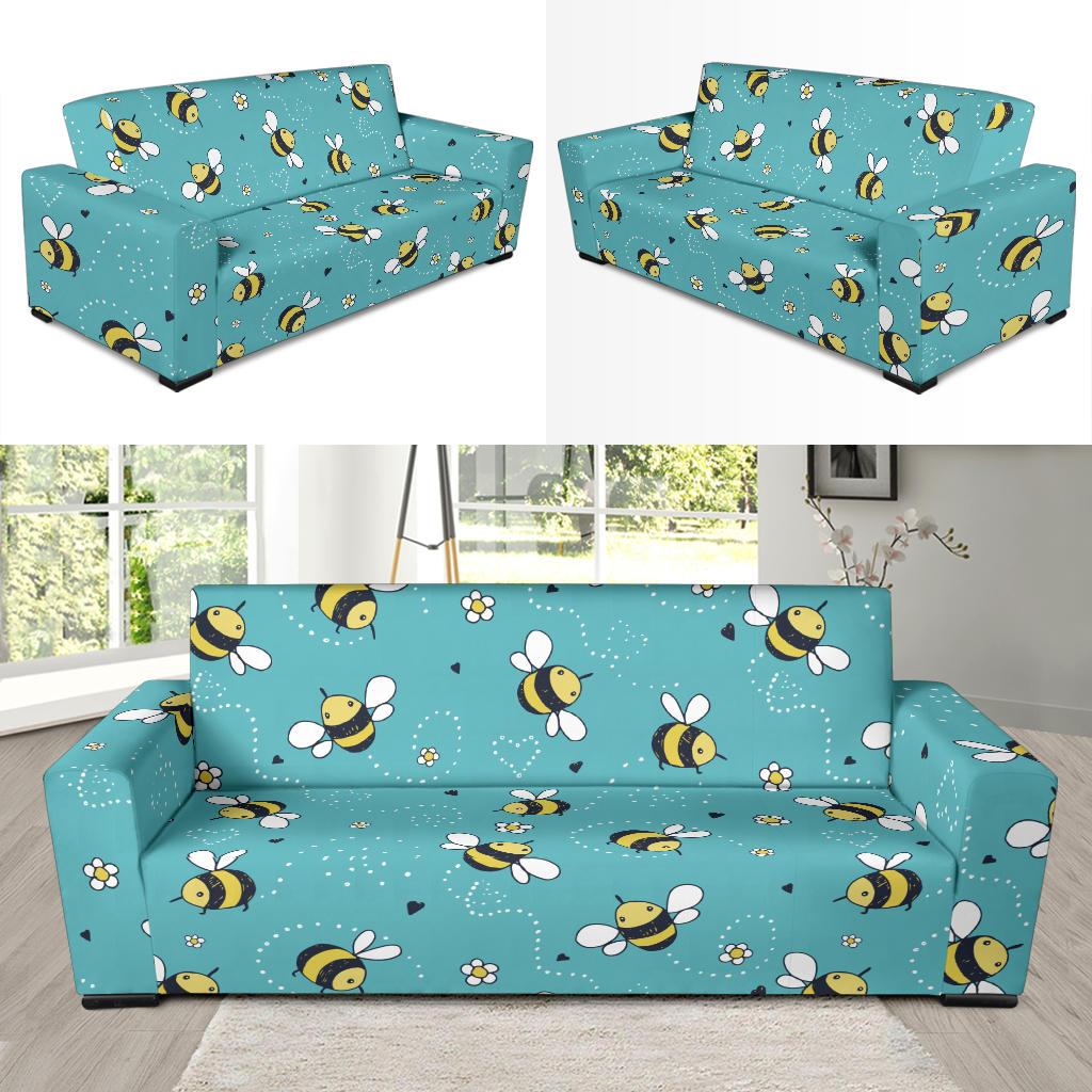 Bee Pattern Print Design BEE02 Sofa Slipcover-JORJUNE.COM