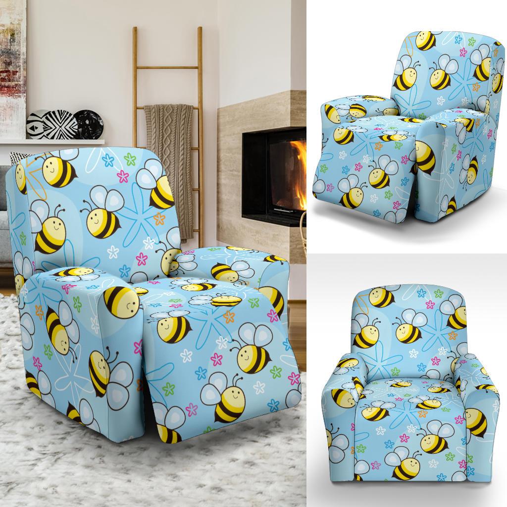 Bee Pattern Print Design BEE03 Recliner Slipcover-JORJUNE.COM