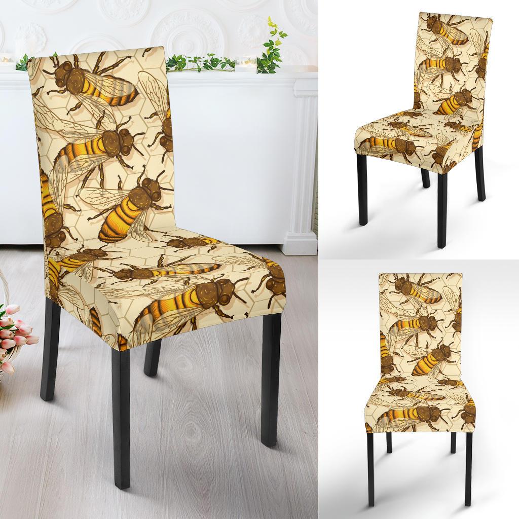 Bee Pattern Print Design BEE05 Dining Chair Slipcover-JORJUNE.COM