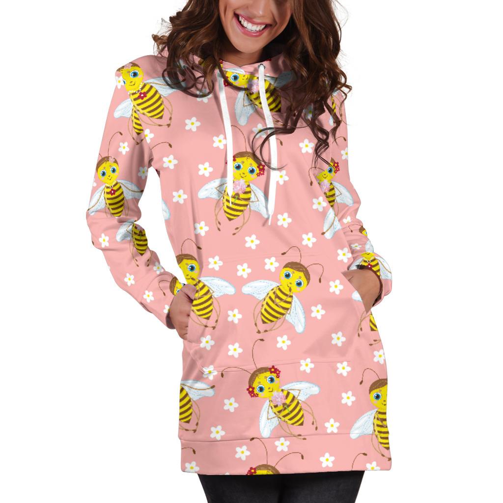 Bee Pattern Print Design BEE07 Women Hoodie Dress