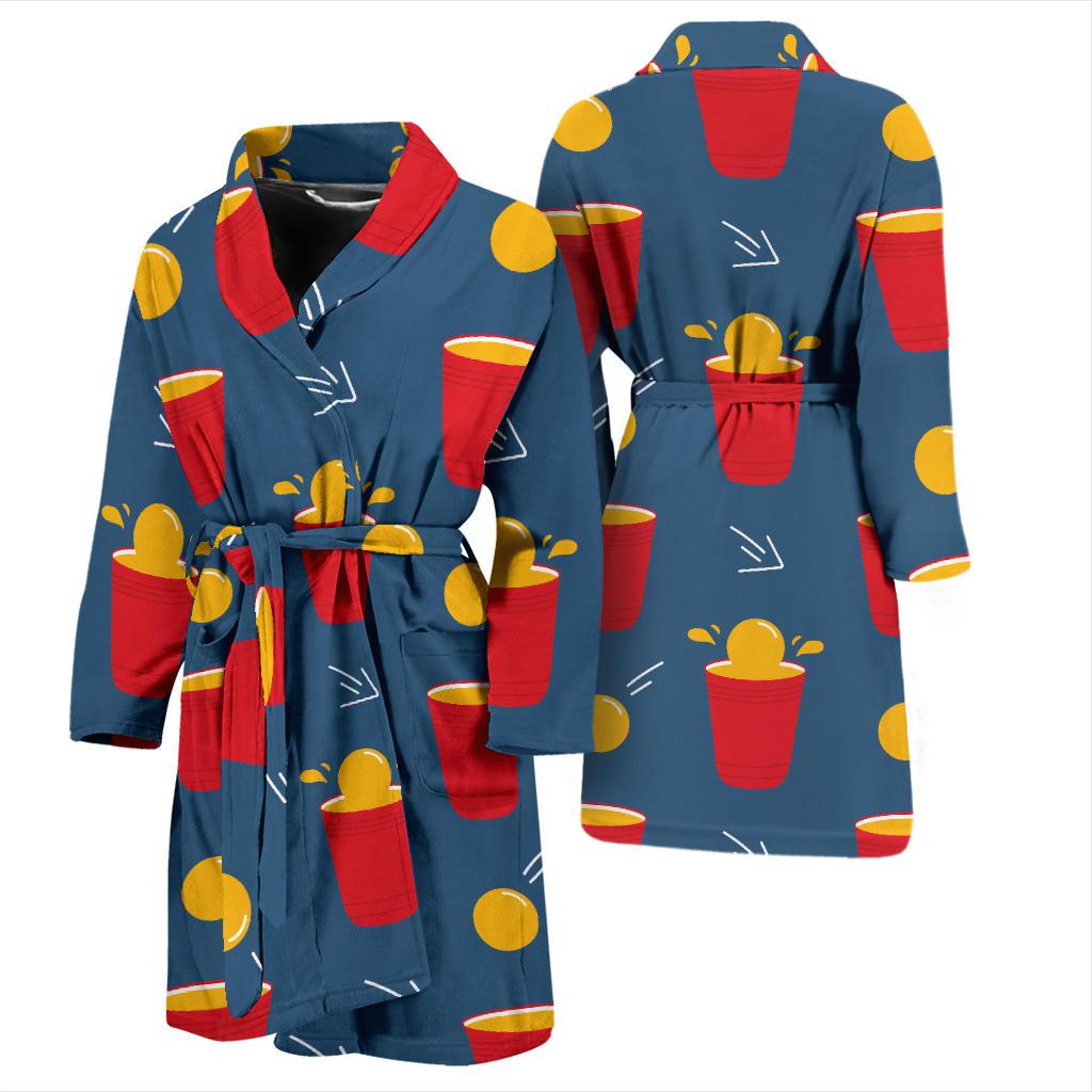 Beer Pong Pattern Print Design 02 Men Bathrobe-JORJUNE.COM