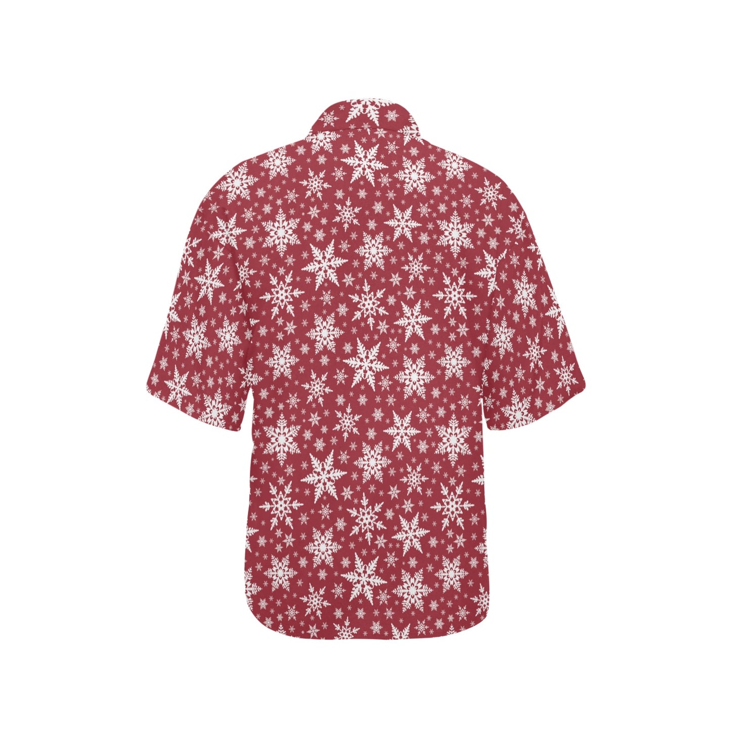 Snowflake Red Print Design LKS302 Women's Hawaiian Shirt