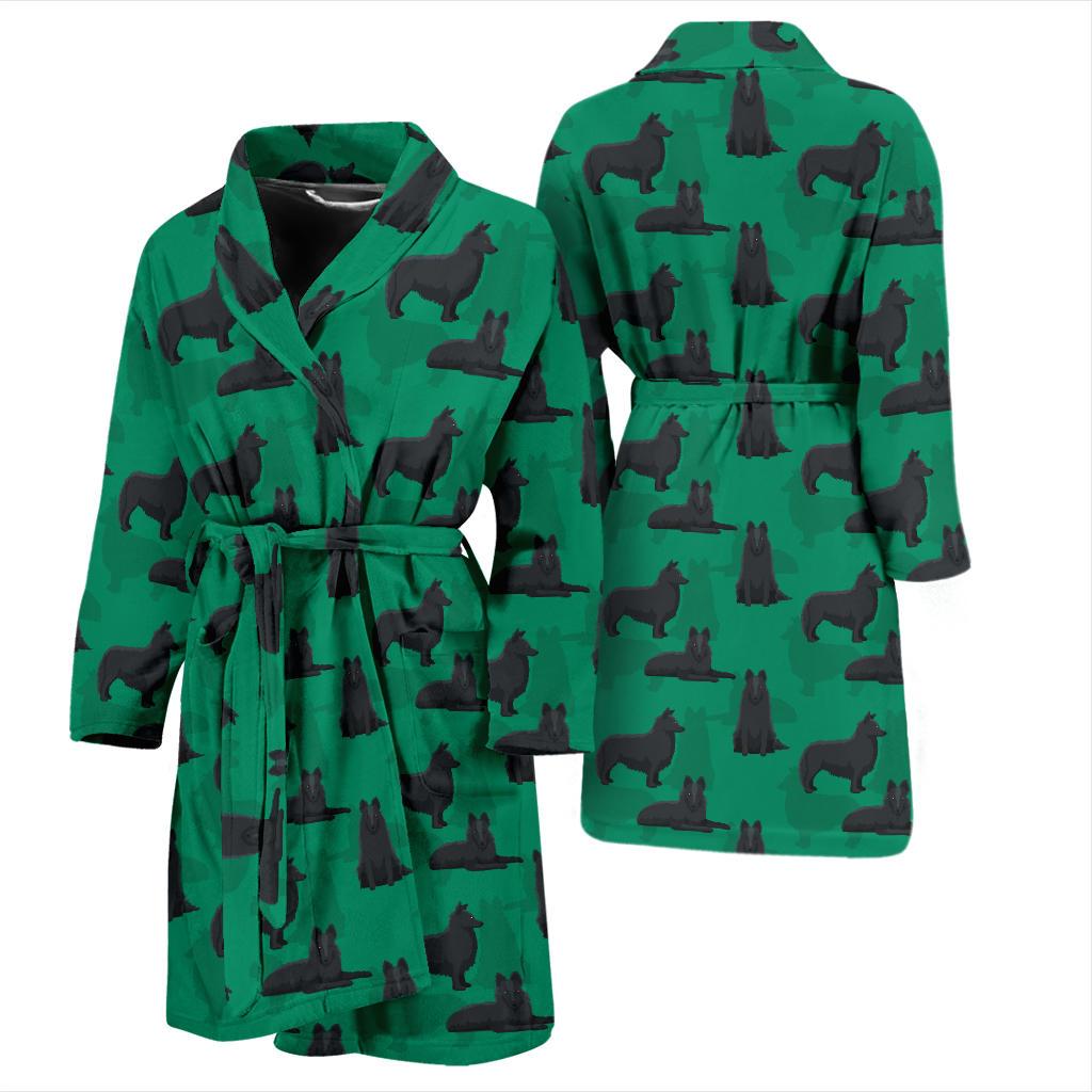 Belgian Sheepdog Pattern Print Design 01 Men Bathrobe-JORJUNE.COM