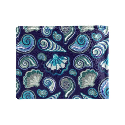 Beach Seashell Blue Print Men's ID Card Wallet